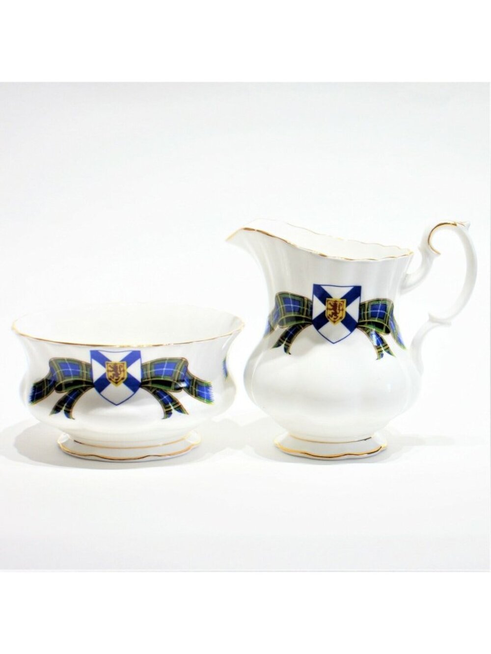 Royal Albert Nova Scotia Tartan Bone China Sugar Bowl & Creamer England